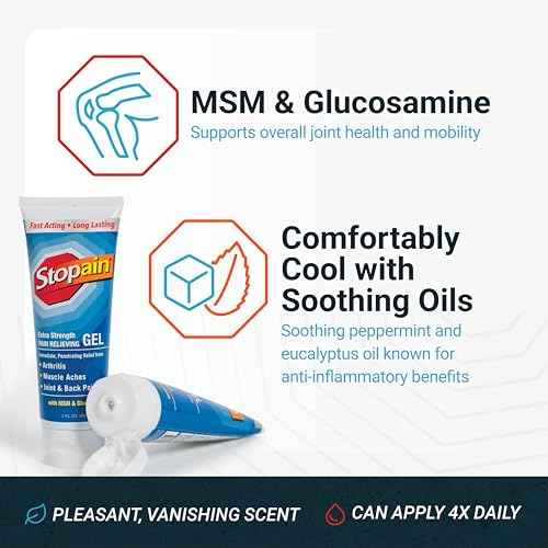 Stopain Pain Relief Gel 3oz USA Made, Max Strength Fast Acting with MSM, Glucosamine, Menthol for Arthritis, Lower Back Sciatica, Knee, Neck, HSA FSA Approved Topical Analgesic Products