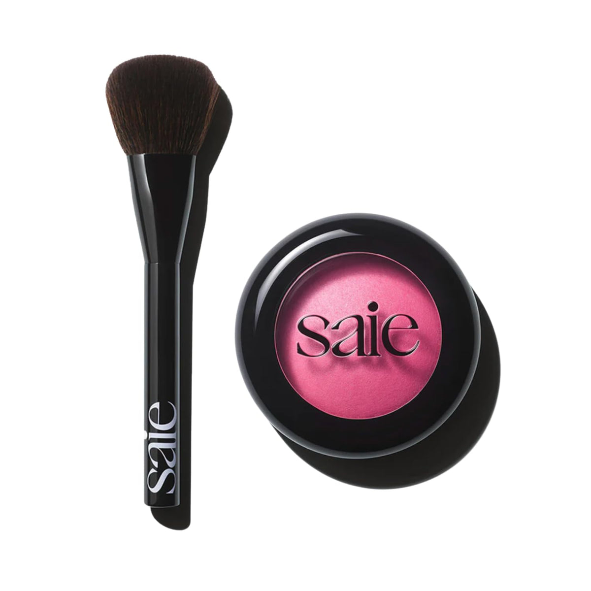 Saie Blush & Brush Duo - SuperSuede Baked Blush in Amore (.01 oz) & Powder Blush Brush - Talc-Free, Moisturizing Blush with Vegan, Fluffy Brush for Seamless Application SaieBuy Supplements Australia