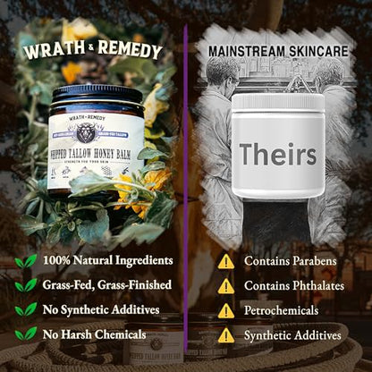 Wrath & Remedy Organic Beef Tallow for Skin - 4 OZ (Lavender) & Wagyu Beef Tallow for Cooking (14 oz)
