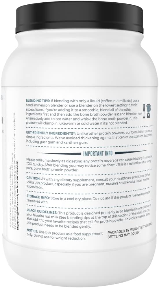 Left Coast Performance 2lb Pure Bone Broth and 2lb Vanilla Bone Broth