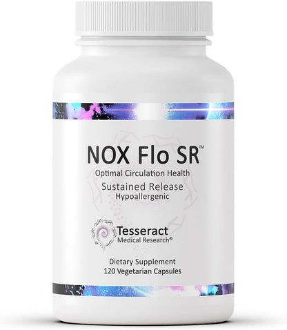 Tesseract NOX Flo SR Nitric Oxide Booster, Vascular Health Supplement, 120 Capsules, Sustained-Release L Citrulline, Coenzyme Q10 & R Lipoic Acid, Circulation & Blood Pressure Support, Hypoallergenic