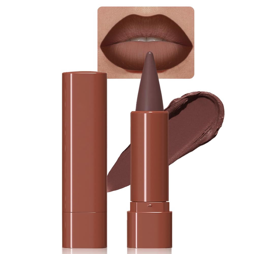 BINGBRUSH 2-in-1 Gradient Dark Brown Lip Liner & Lipstick Combo,Matte Longwear Waterproof Lip Pencil with Cone Tip,Smudge Proof Crayon for Flawless Ombre Contour,Women's Long Lasting Makeup Set BINGBRUSHBuy Supplements Australia