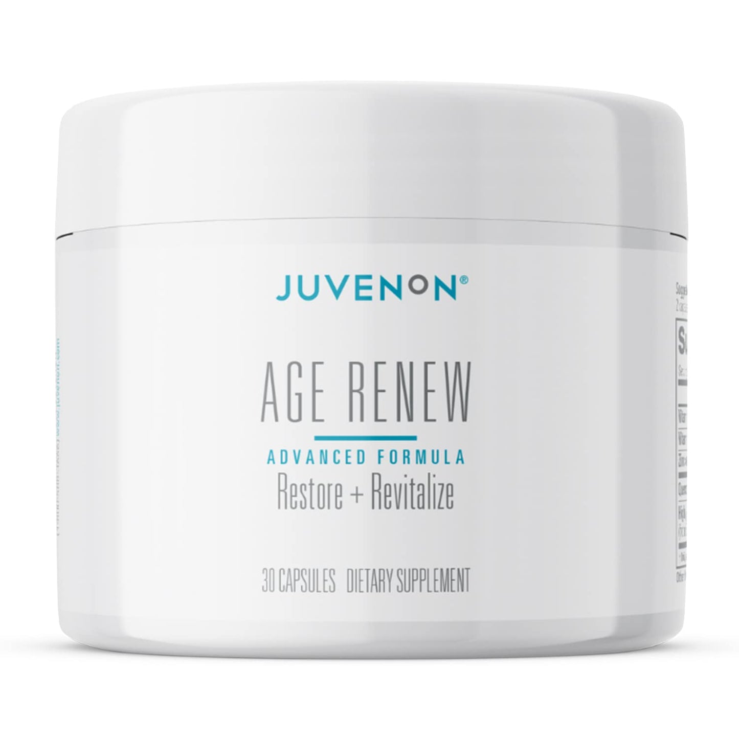 Juvenon Age Renew supplement jar on a white background
