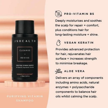 JSHealth Vitamins Inside Out Haircare - Includes Hair + Energy Hair Vitamins, Purifying Keratin Shampoo & Nourishing Hair Conditioner - Virtual Bundle