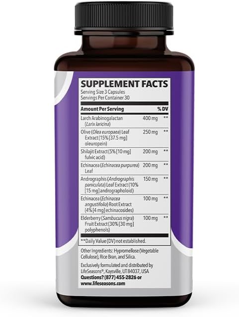 LifeSeasons Immuni-T - Immune Support Supplement - Immunity System Booster - Natural Cold & Flu Relief - Elderberry, Echinacea, Andrographis, Arabinogalactans & Olive Leaf - 90 Capsules LifeSeasons buy supplements Au
