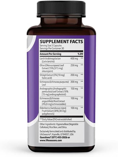 LifeSeasons Immuni-T - Immune Support Supplement - Immunity System Booster - Natural Cold & Flu Relief - Elderberry, Echinacea, Andrographis, Arabinogalactans & Olive Leaf - 90 Capsules LifeSeasons buy supplements Au
