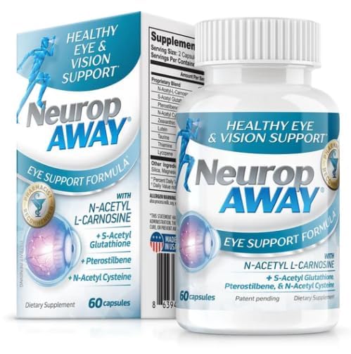 NeuropAWAY Eye Support Supplement 60CT with Lutein N-Acetyl L-Carnosine S-Acetyl Glutathione N-Acetyl Cystiene Pterostilbene Lycopene Zeaxanthin to Support Healthy Vision, Helps Blurry and Dry Eyes NeuropAWAYBuy Supplements Australia