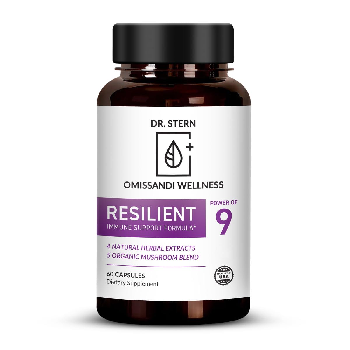 OMISSANDI-WELLNESS Resilient - Natural Immune System Support - Dr. Ian Stern Formulated - to boost your defenses - W/Organic Mushroom Blend, Echinacea, Astragalus & More - Vegan - Made in USA- 60 Caps Dr. Stern buy supplements Au