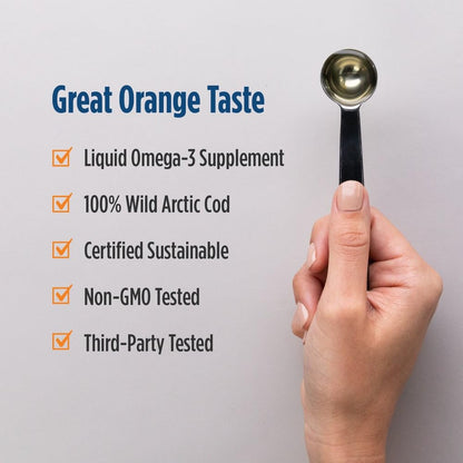 Nordic Naturals Arctic Cod Liver Oil, Orange - 16 oz - 1060 mg Total Omega-3s with EPA & DHA - Heart & Brain Health, Healthy Immunity, Overall Wellness - Non-GMO - 96 Servings Nordic NaturalsBuy Supplements Australia