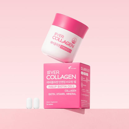 Ever Collagen in&UP Biotin Cell, Low Molecular Marine Fish Collagen Peptides Tablets with Vitamin Selenium Supplements - Healthy Skin, Hair, Nail for Women - Antioxidant Supplement EVER COLLAGEN TIME buy supplements Au