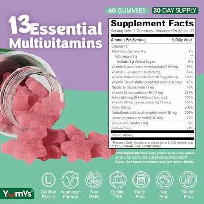 Multivitamin Gummies for Adults, Daily Gummy Vitamin for Women & Men, Immune Support Multivitamin Supplement YUM-V'S