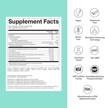 The Absorption Company Relax Bundle - Sleep & Calm Stress Supplements 7PK | Calm Drink Mix Packets, Stress Relief Liposomal Saffron Mix, Patch & Gummy Alternatives, No Melatonin, Cortisol Regulation
