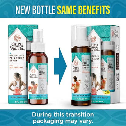 Supplement Product​GuruNanda Menthol with Magnesium Spray for Pain Relief – 10.5% Menthol Cooling Spray for Muscle, Joint & Back Discomfort – No-Mess, Fast-Acting Relief, Pack of 3 - GlowUpCaUSA