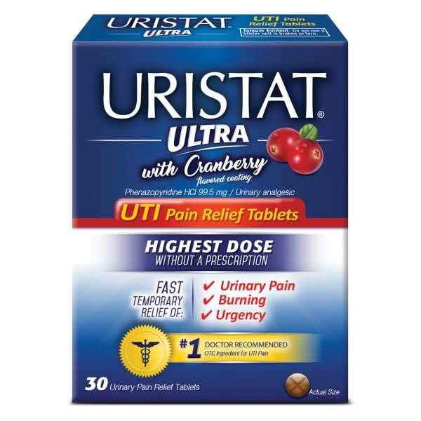 URISTAT Ultra UTI Pain Relief, Cranberry Flavored Coating, 30 Tablets (Pack of 2)