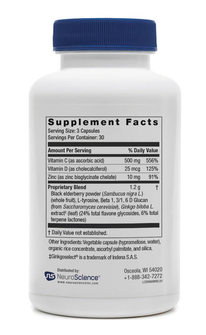 Neuroscience ImmuWell - Immune Support & Brain Supplement for Memory and Focus with Vitamin C and Zinc, Vitamin D & Elderberry - Promotes Immunity, Mood, Energy, and Cognitive Function (90 ct) NeuroScienceBuy Supplements Australia