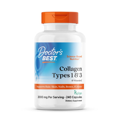Doctor's Best Collagen Types 1 & 3 with Vitamin C, Non-GMO, Gluten Free, Soy Free, Supports Hair, Skin, Nails, Tendons & Bones, 500 mg, 240 Caps (DRB-00263) Doctor's BEST buy supplements Au