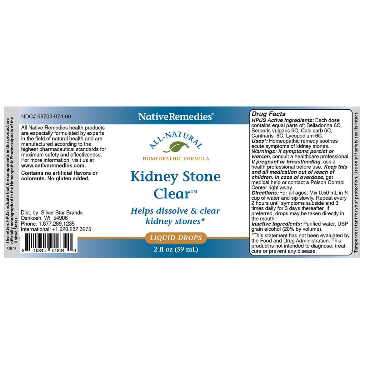 Native Remedies Kidney Stone Clear - Natural Homeopathic Formula Temporarily Helps Dissolve and Clear Kidney Stones - Relieves Pain, Nausea and Vomiting - 59 mL Native RemediesBuy Supplements Australia