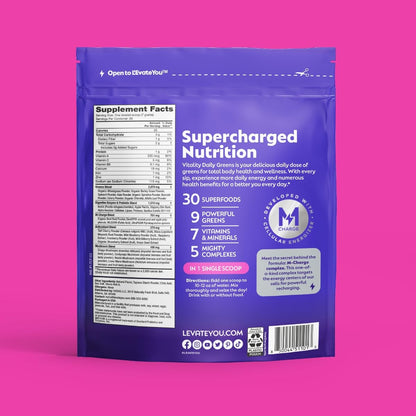L'Evate You Vitality Daily Greens Powder (28 Servings) 30 Superfoods, 9 Greens - for a Cellular Energy Boost, Powered by M-Charge Complex for All Day Energy (Tart Cherry) Steve Harvey's L'Evate You buy supplements Au