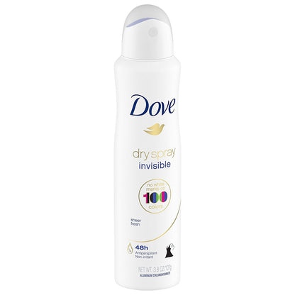 Dove Dry Spray Antiperspirant - Invisible - Sheer Fresh - Net Wt. 3.8 OZ (107 g) Per Can - Pack of 3 Cans