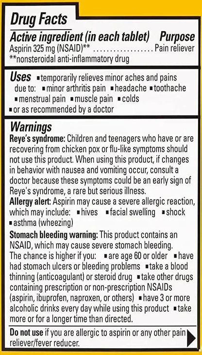 Ecotrin Safety Coated Aspirin Arthritis Pain Reliever Tablets, Regular Strength, NSAID 325 mg, 125 ct (Pack of 2) EcotrinBuy Supplements Australia