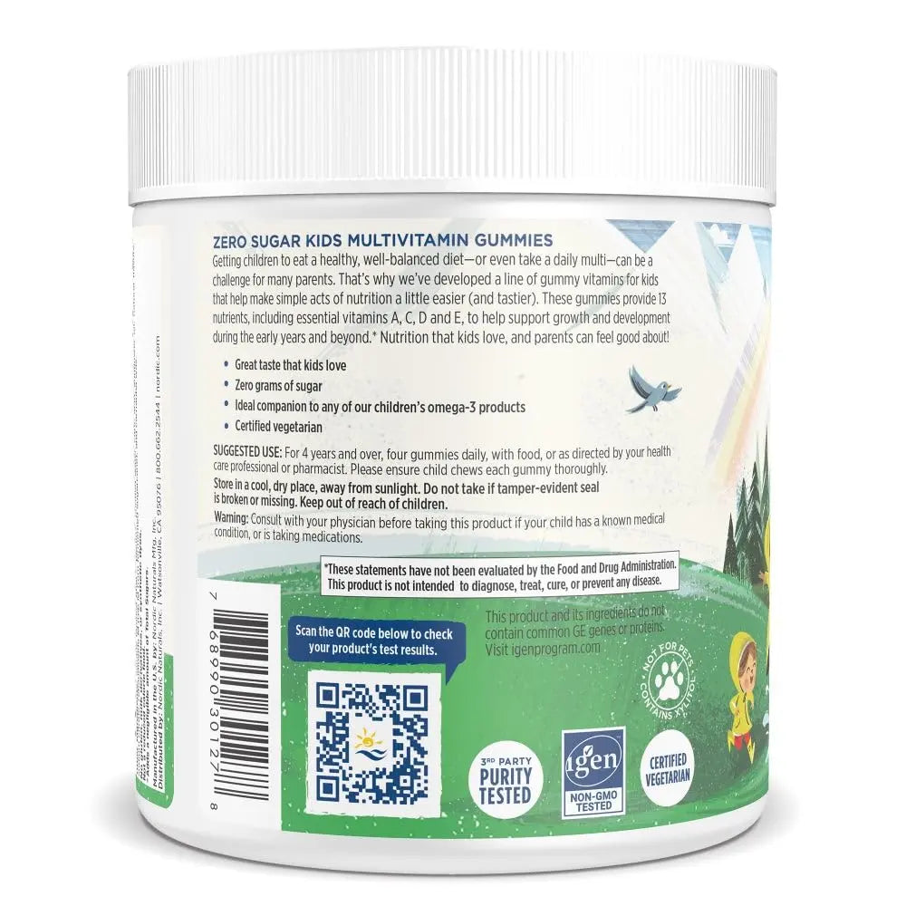 Nordic Naturals Zero Sugar Kids Multi Gummies, Orange Lemon - 120 Gummies - Great-Tasting Multivitamin for Ages 4+ Nordic Naturals