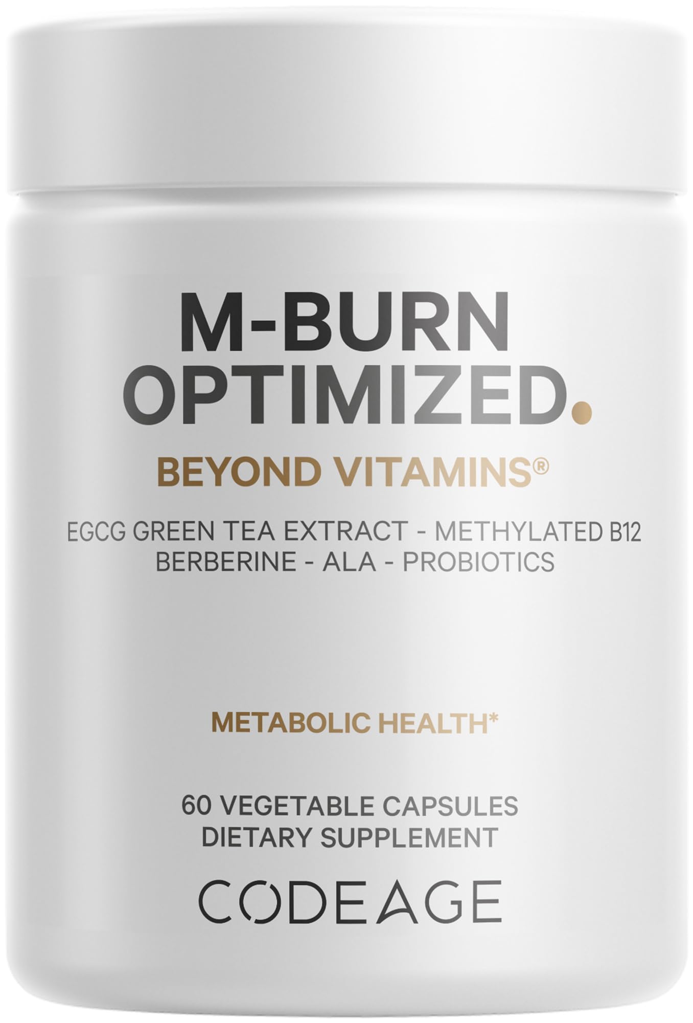 Codeage M-Burn Optimized Supplement - Decaffeinated Green Tea Std. to 50% EGCG, Berberine, Akkermansia, Vitamin B12 - Probiotics - Vitamins - 60 Capsules CodeageBuy Supplements Australia