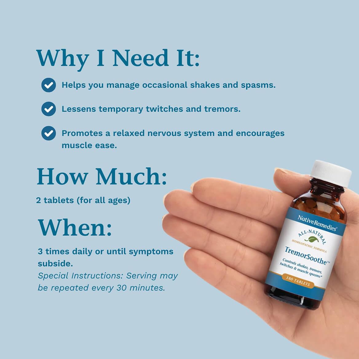 Native Remedies TremorSoothe - Natural Homeopathic Formula to Temporarily Control Shakes, Tremors, Muscle Spasms and Twitches -180 Tablets Native RemediesBuy Supplements Australia