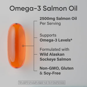 Sports Research® Salmon Oil - Single-Source Wild Alaskan Sockeye | 2500 mg per Serving w/EPA & DHA Fatty Acids | MSC Certified - 180 Count Softgels Sports Research buy supplements Au