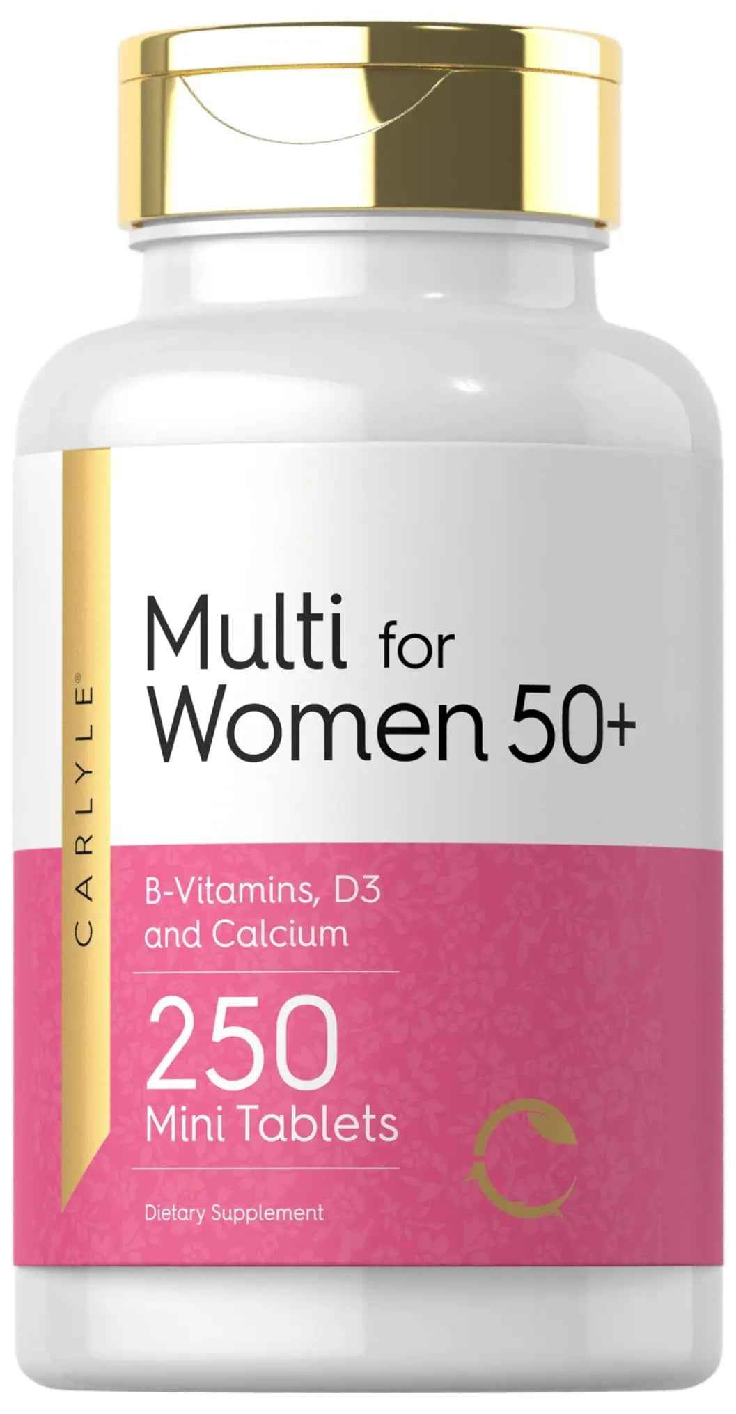 Carlyle Multivitamin for Women 50 Plus | 250 Mini Tablets | Iron Free Supplement | Vitamins A, B12, C, D3, Folate (as Folic Acid) and Calcium |