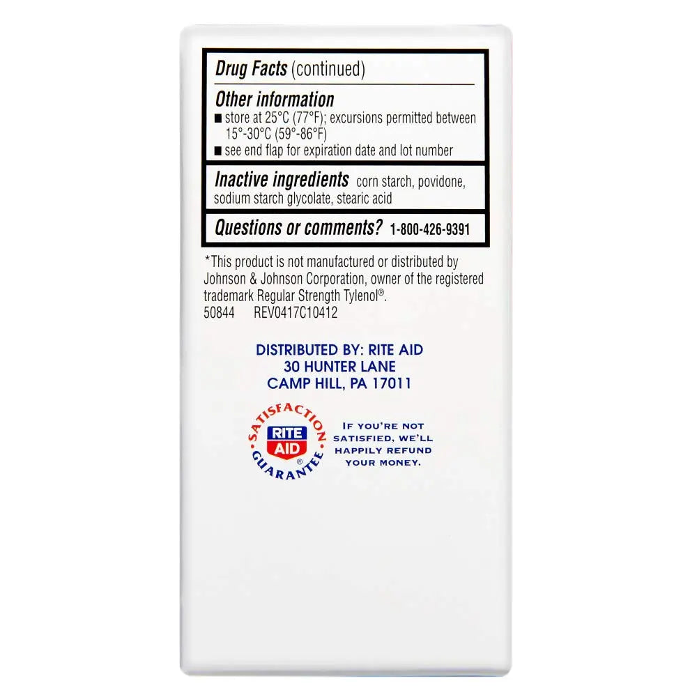 Rite Aid Regular Strength Pain Relief Acetaminophen, 325mg - 100 Tablets | Pain Reliever and Fever Reducer | Joint Pain Relief | Muscle Pain Relief | Arthritis Pain Relief | Back Pain Relief Products Rite AidBuy Supplements Australia
