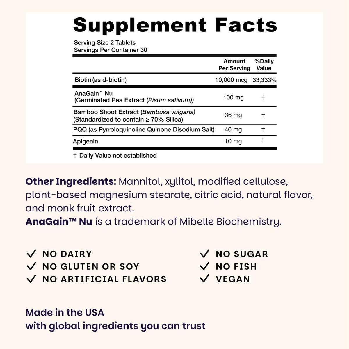 EZ Melts Hair Health Complete - Hair Supplement to Support Strength & Growth - Includes AnaGain Nu, Biotin, Apigenin, Bambo Silica & More - 60 Sublingual Tablets (30 Servings) EZ Melts buy supplements Au