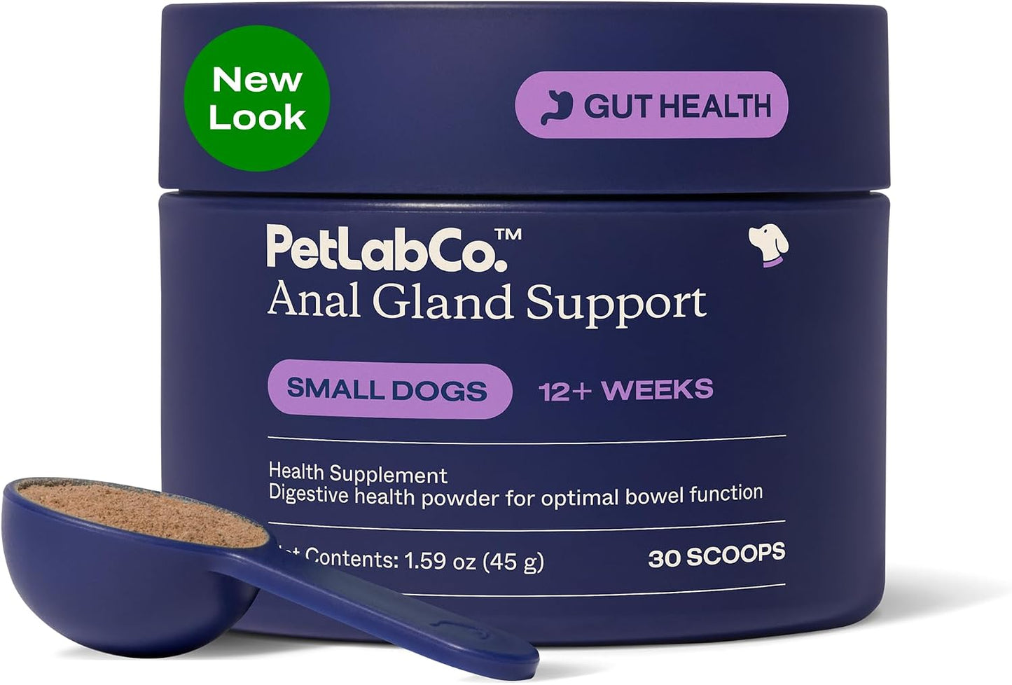 PetLab Co. Anal Gland Support Powder, Tailored, Small | Size-specific beet pulp, psyllium husk and probiotics to support firm stools and gland expression