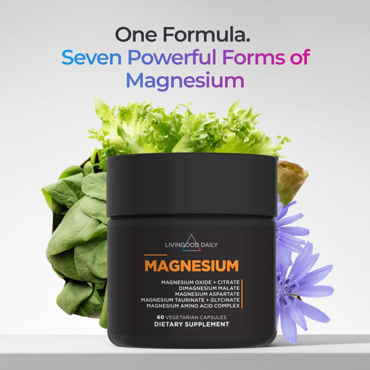 Livingood Daily Magnesium Supplement with Magnesium Glycinate, Citrate, Malate, Oxide, Aspartate, Amino Acid Complex and Chicory Root for Heart Health, Sleep and Muscle Support, 300mg, 60 Capsules Livingood Daily buy supplements Au