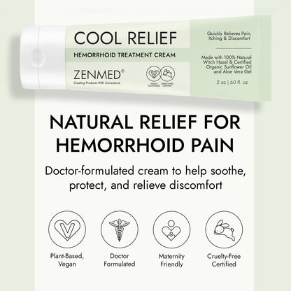ZENMED Cool Relief - 2 oz Natural Herbal Cream with Organic Ingredients of Hemorrhoids Formula ZENMEDBuy Supplements Australia
