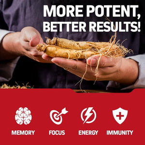 Herbtonics Korean Red Panax Ginseng 1500mg - Energy Supplement for Peak Performance, Focus & Vitality - High Potency Ginseng Root Extract - 120 Vegan Capsules HerbtonicsBuy Supplements Australia