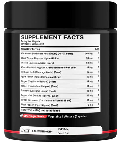 DEDICAD Wormwood Capsules - 12 Herbs Blended Black Walnut, Cloves, Ginger, Turmeric, Cinnamon, Apple, Quassia - 2 Packs 50 Capsules DEDICAD buy supplements Au