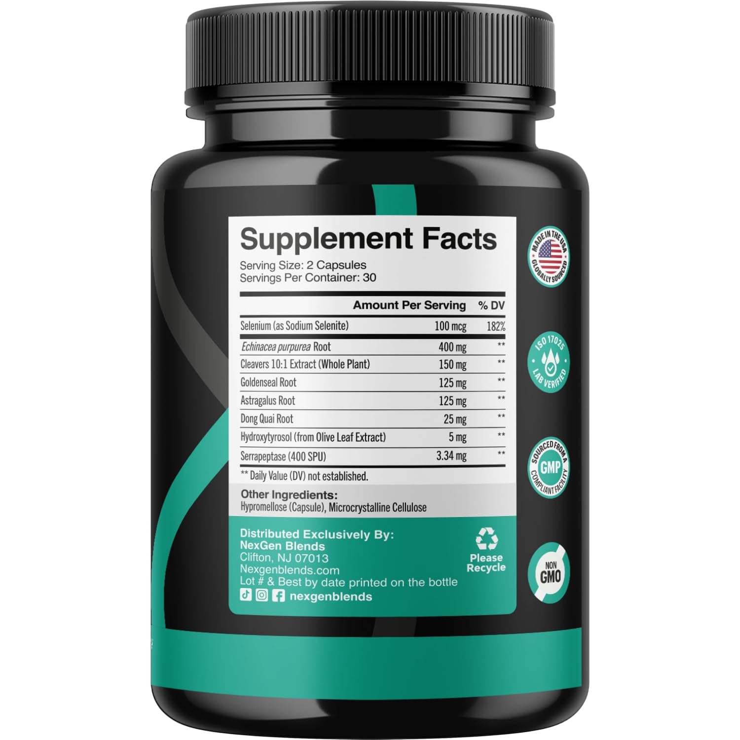 Herbal Lymph System Support Supplement - Lymphatic Support Complex with Echinacea Goldenseal Astragalus & Hydroxytyrosol for Lymphatic Drainage & Immune Support - Vegan Non-GMO Gluten Free (1 Month) NEXGEN BLENDS buy supplements Au