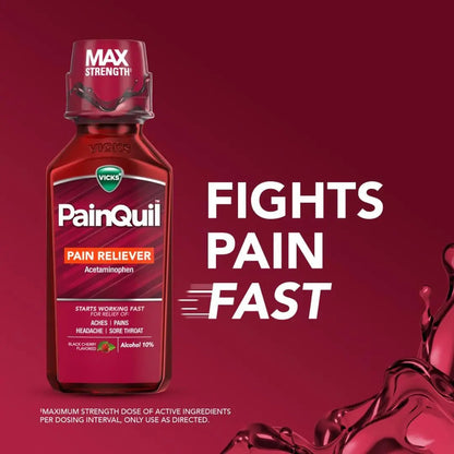 Vicks PainQuil Pain Relief Acetaminophen 1000mg Max Strength‡ Adult Pain Reliever Liquid 12oz, Backache Headache Relief, 1 Daytime Pain Reliever VicksBuy Supplements Australia