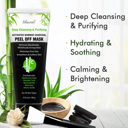 Ebanel Bundle of Charcoal Peel Off Face Mask, and 10-Pack Carbonated Bubble Clay Mask