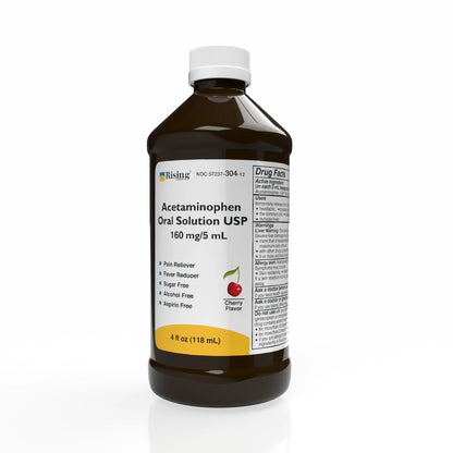 Rising Health Acetaminophen Oral Solution USP, 160 mg/5 mL | Pain & Fever Reliever | Cherry Flavor | Available in 118 mL & 473 mL (118ml - 4oz) RisingBuy Supplements Australia