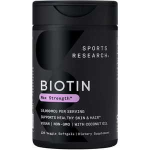 Sports Research® Collagen Peptides for Women & Men Hydrolyzed Type 1 & 3 Protein Supplement Easy Mixing Vital Nutrients Proteins and Vegan Biotin 10,000mcg Max Strength B7 120 Softgels (4 Month Supply Sports Research buy supplements Au