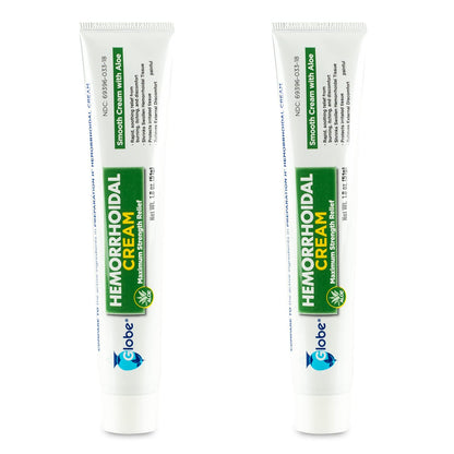 Globe Hemorrhoidal Cream (2 Pack) 1.8 oz w/Applicator Phenylephrine, Pramoxine with Aloe, Relief from Burning, Itching and Discomfort of Hemorrhoids. GlobeBuy Supplements Australia