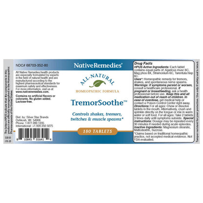 Native Remedies TremorSoothe - Natural Homeopathic Formula to Temporarily Control Shakes, Tremors, Muscle Spasms and Twitches -180 Tablets Native RemediesBuy Supplements Australia