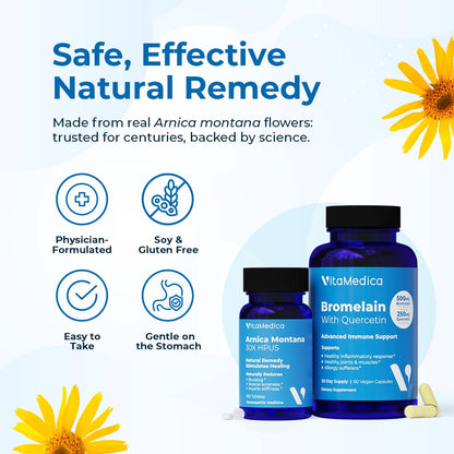 VitaMedica | Arnica Montana 30X and Bromelain with Quercetin Bundle | Arnica Montana | Bromelain | Quercetin | Recovery Bundle | Plant Based | Made in USA VitaMedicaBuy Supplements Australia