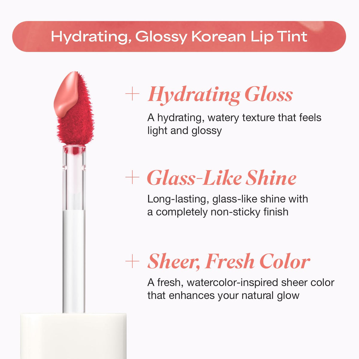 INGA Water Glow Lip Tint | Hydrating, Glossy Korean Lip Tint with Sheer Color & Glass-Like Shine | Long-Lasting, Non-Sticky Korean Lip Stain (RICH SALMON) INGABuy Supplements Australia