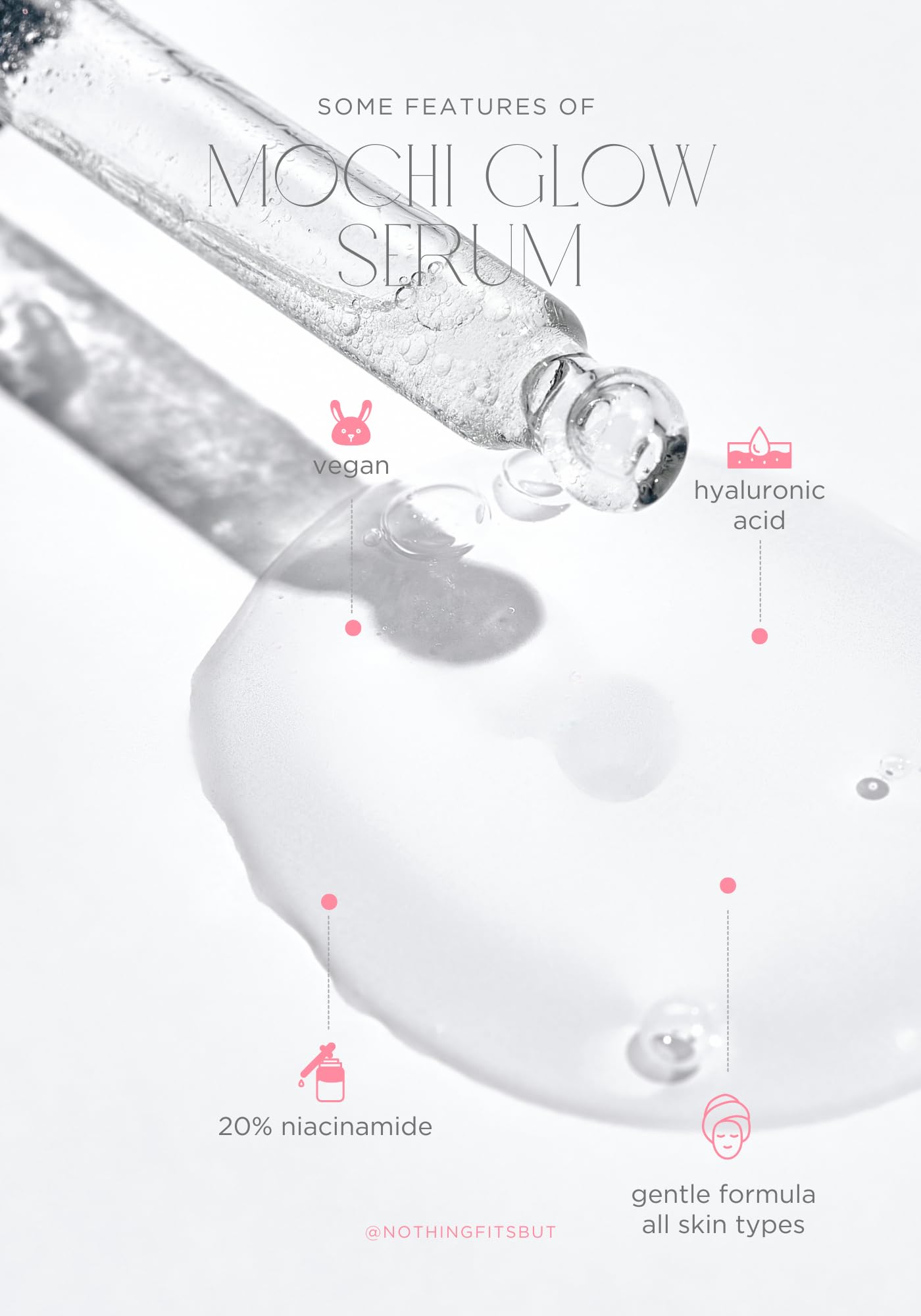 Mochi Glow 20% Niacinamide Serum for Face, High Potency Pore Tightening Skin Serum with Hyaluronic Acid & Glutathione, Anti-Aging Serum for Dark Spots & Fine Lines, Korean Skincare, 50ml/1.7fl.oz.