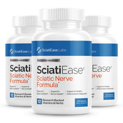 SciatiEase Sciatic Nerve Health Support Supplement - Nerve Support Formula with AlphaPalm, Pea, Vitamin B Complex, Alpha Lipoic Acid 300mg - 3 Bottles SciatiEaseBuy Supplements Australia