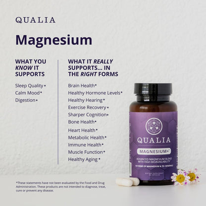 Qualia Magnesium Supplement | 10 Bioavailable Forms, Including Magnesium Glycinate, with 70+ Supporting Minerals, +7 Amino Acids | Doctor-Formulated to Support Sleep, Stress Relief, Heart, Relaxation QUALIA LIFE SCIENCESBuy Supplements Australia