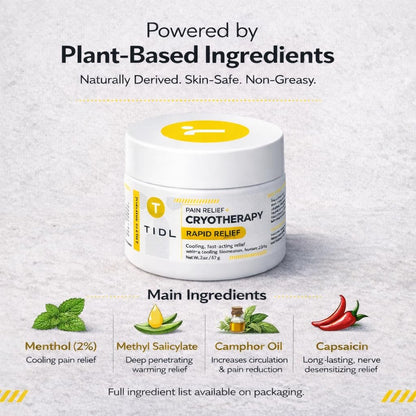 TIDL Cryotherapy Pain Relief Cream, 3 Oz, Targeted Neck Pain, Joint & Muscle Pain Relief with Organic, Plant-Based Menthol, Instant Cooling for Sport & Post Workout Full Body Recovery TIDLBuy Supplements Australia