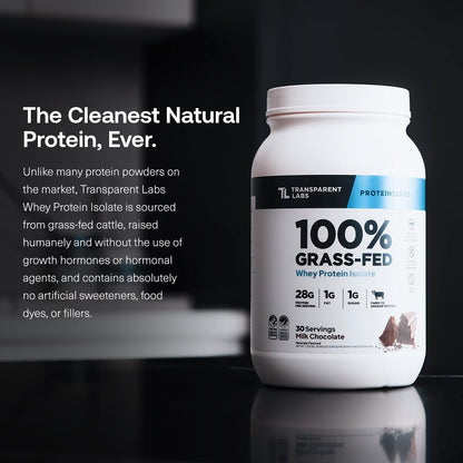 Transparent Labs Grass-Fed Whey Protein Isolate, Milk Chocolate, Creatine HMB, Unflavored - 30 Servings